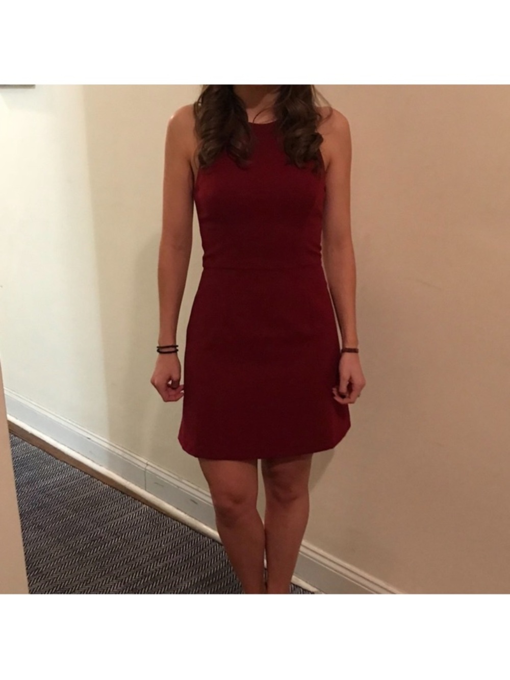 French Connection Sleeveless Burgundy A-Line Mini Dress